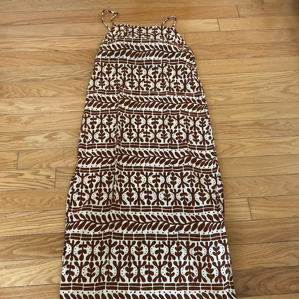 Zara maxi dress w/matching buttoned shirt tie up M New 55% linen & 45% Viscose